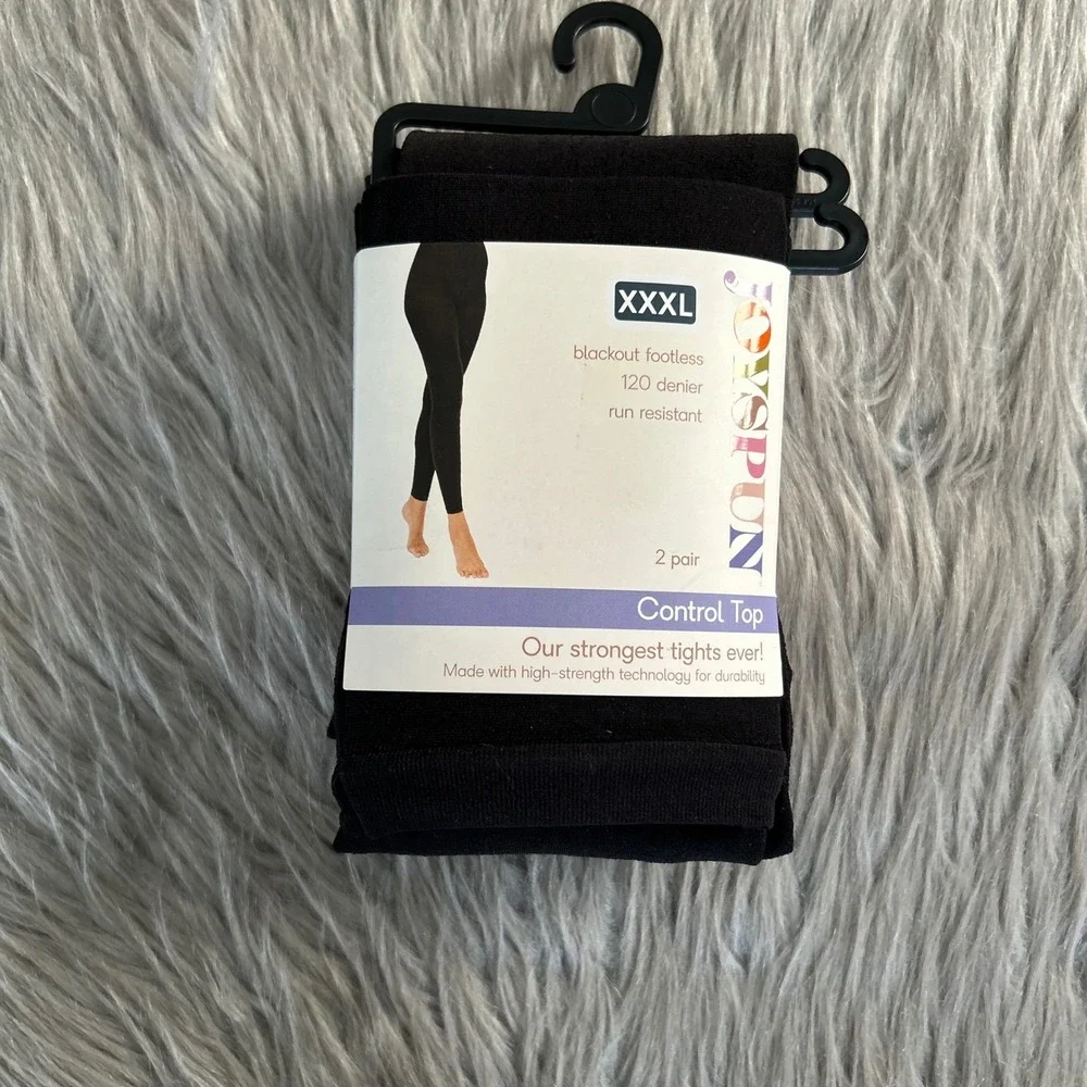 Joyspun Control Top Tights Womens Size XXXL Black Footless 120 Denier